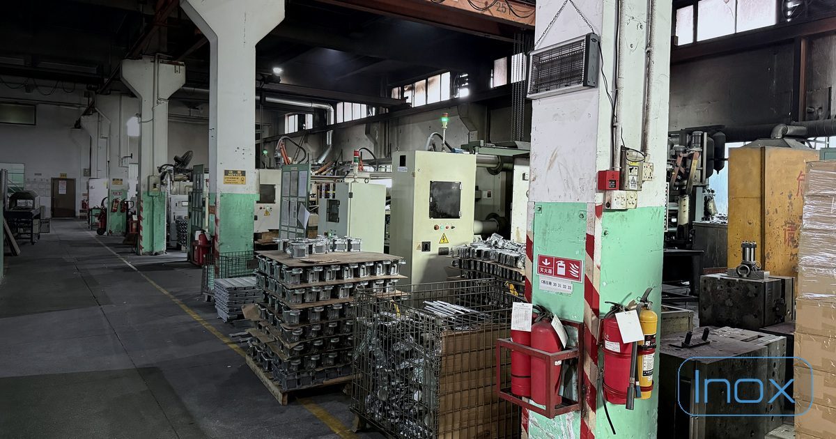 Die casting machines on the production floor of the Dongguan factory
