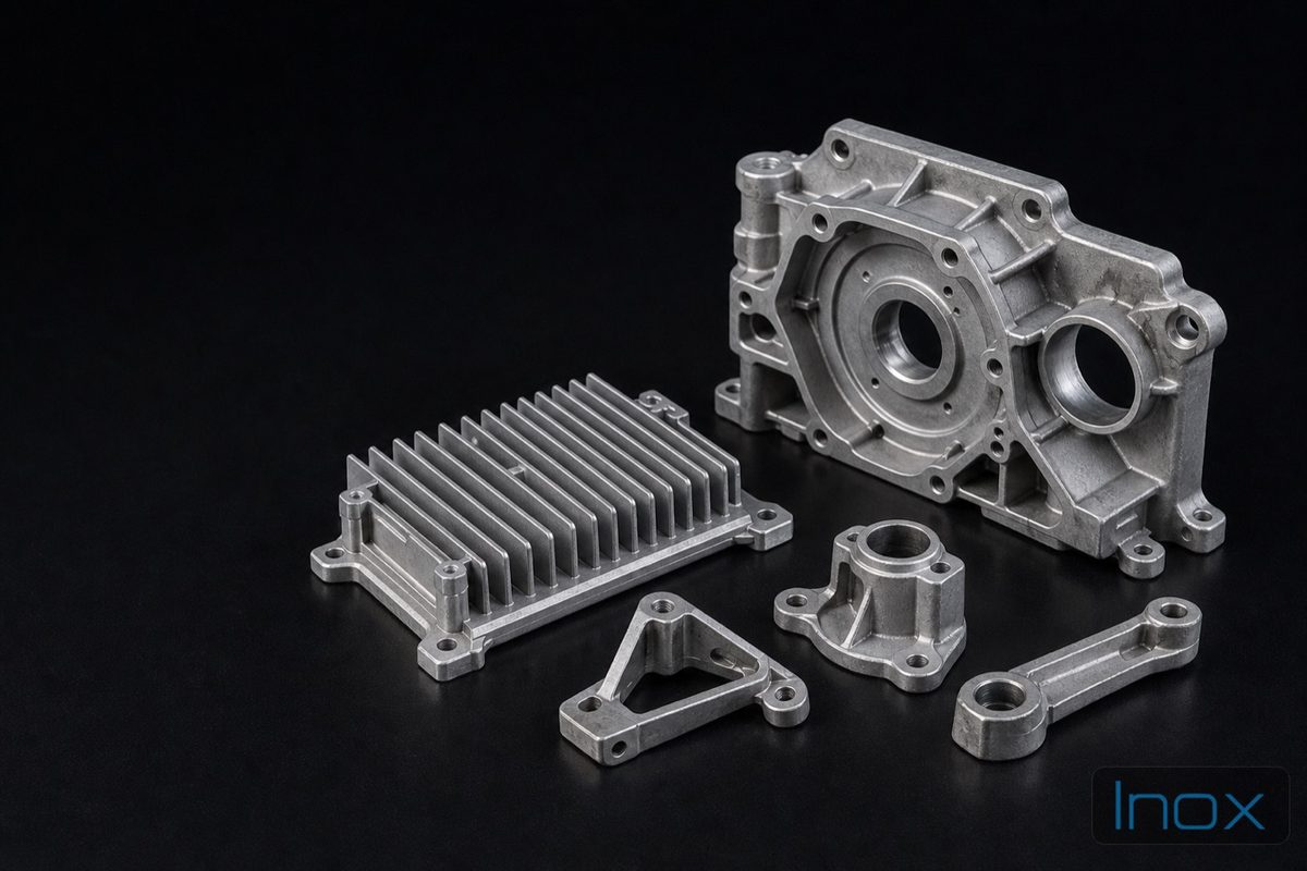 Aluminum die-cast parts including brackets and a housing