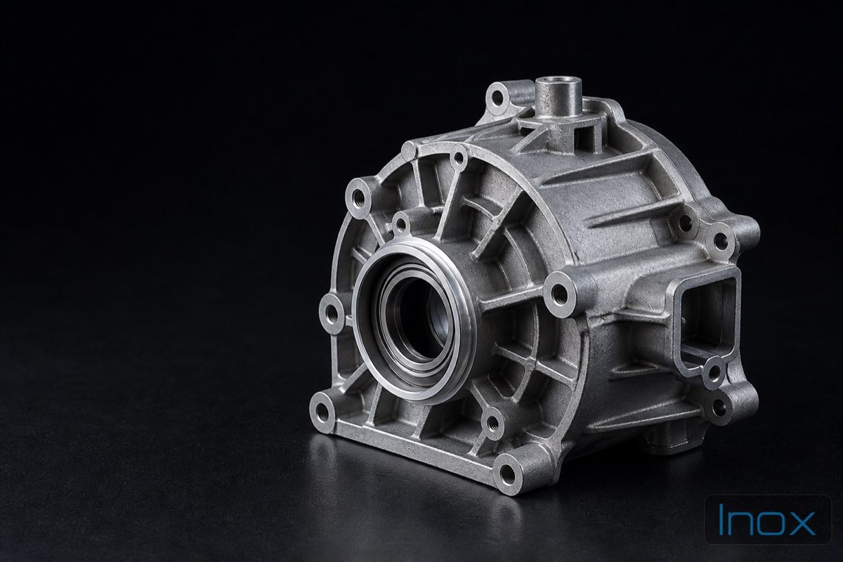 Die-cast aluminum automotive gearbox housing