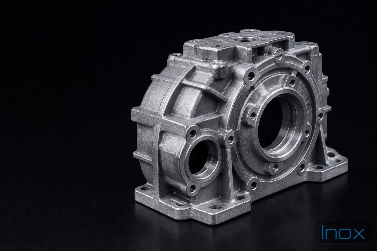 Rugged die-cast aluminum gearbox housing for industrial equipment