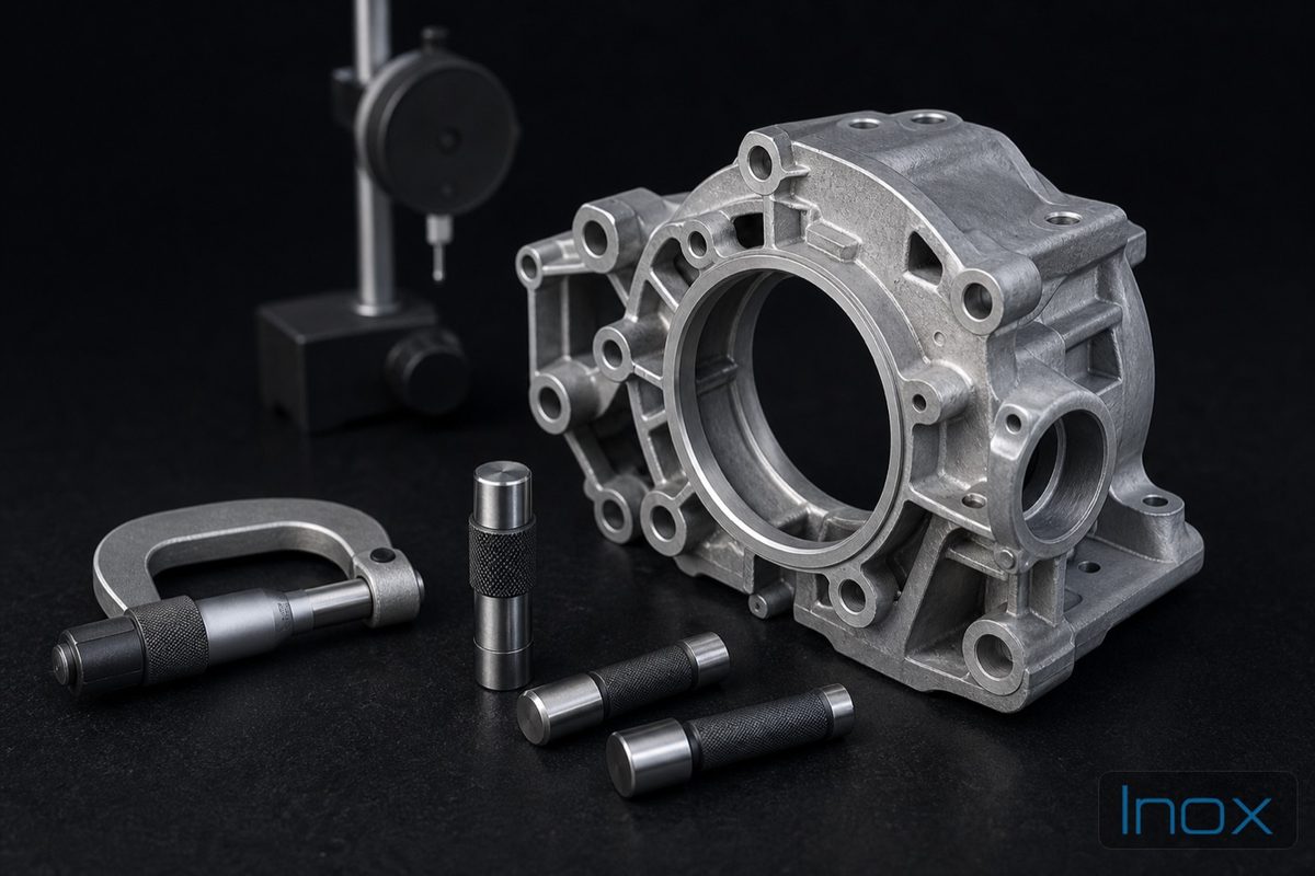Die-cast part with precision measurement instruments
